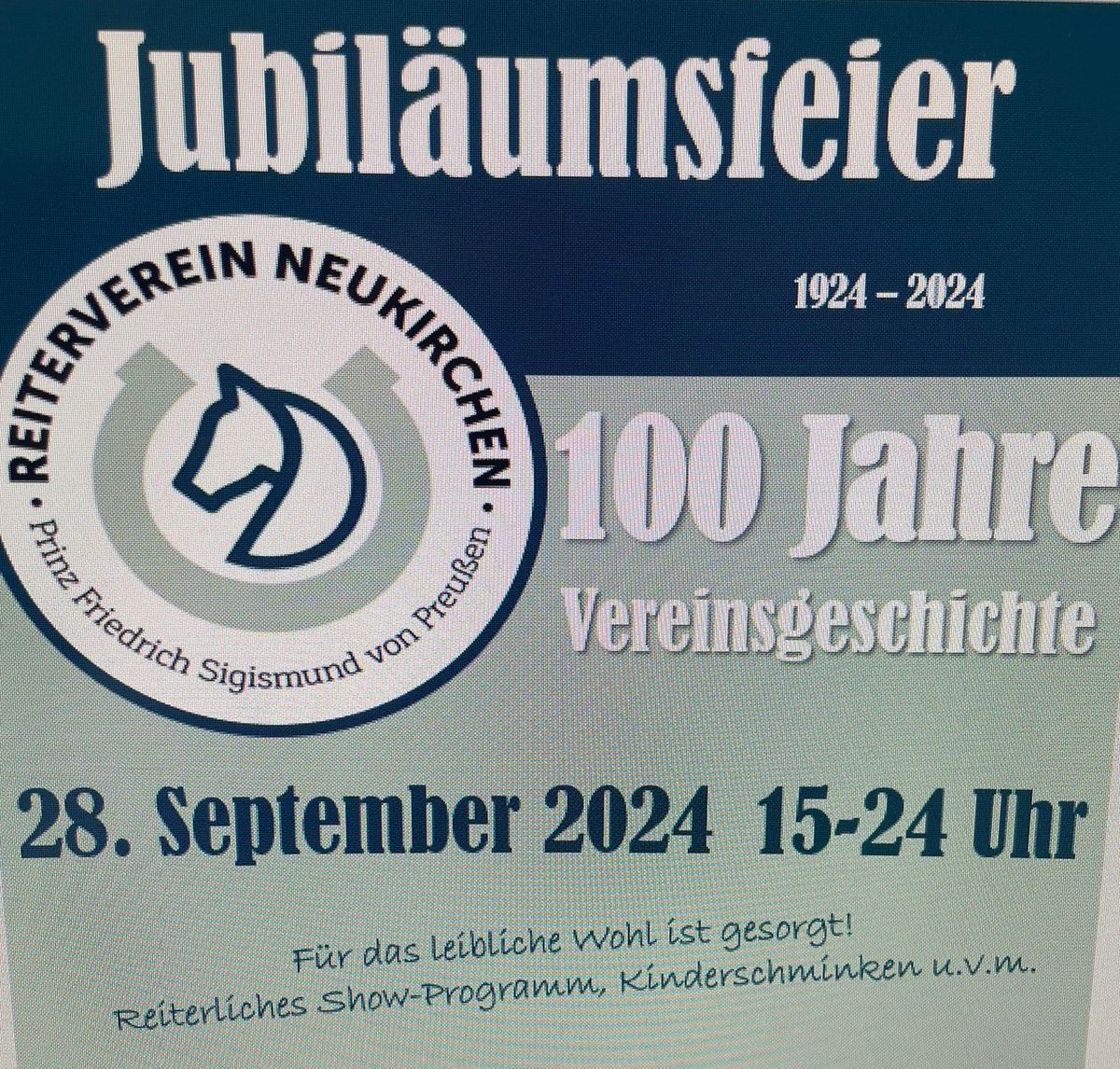 SAVE THE DATE - 100 j\u00e4hriges Jubil\u00e4um Reiterverein Neukirchen