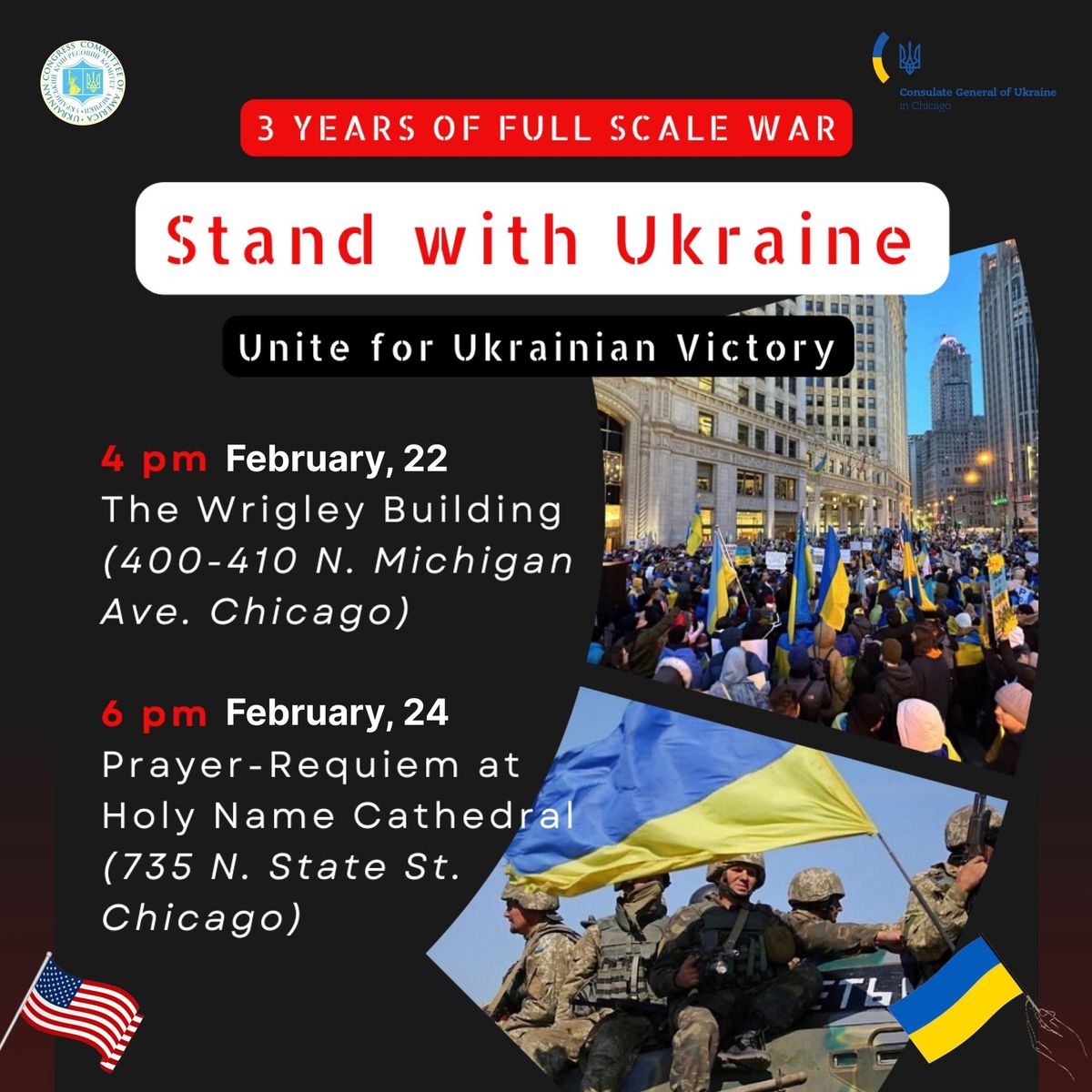 Three Years of Full Scale War Rally - Stand with Ukraine 