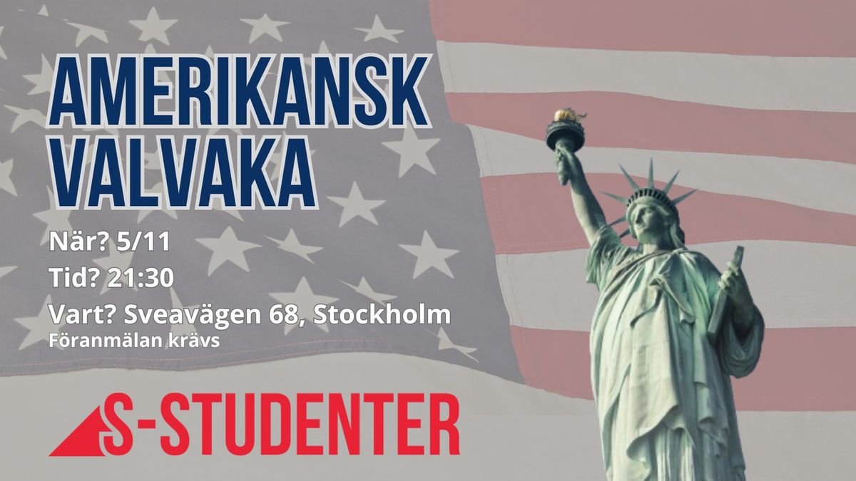 USA-valvaka med S-Studenter \u2013 p\u00e5 plats och digitalt 