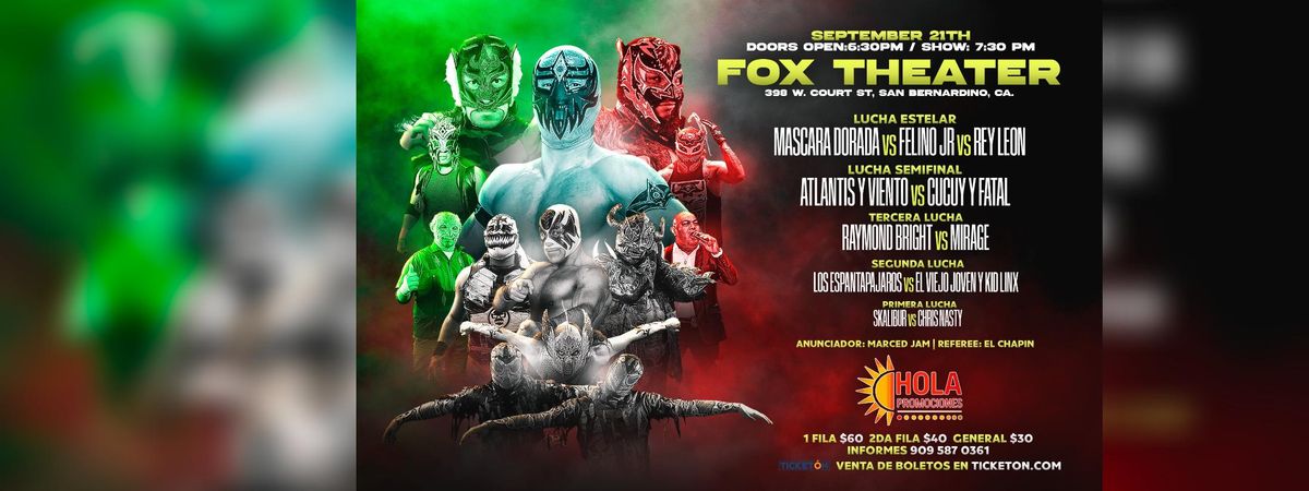LUCHA ESTELAR. ATLANTIS VIENTO VS CUCUY FATAL, MASCARA DORADA VS FELINO JR & MAS