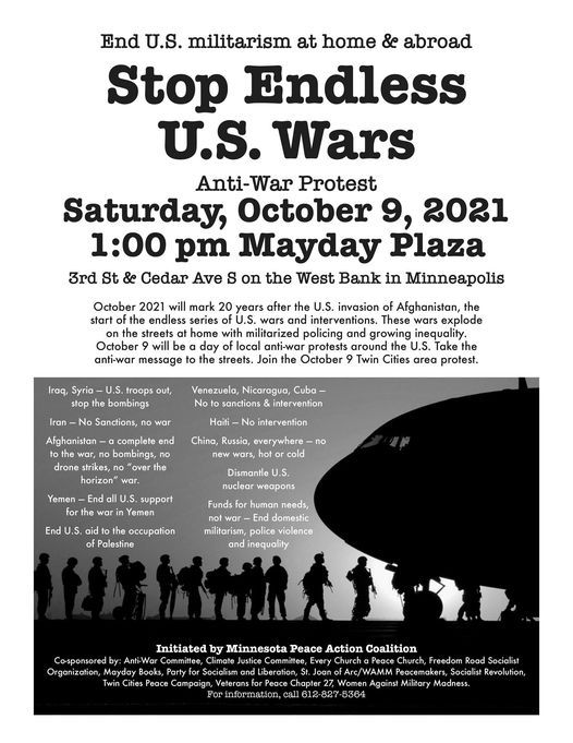 October 9 anti-war protest: Stop Endless U.S. Wars