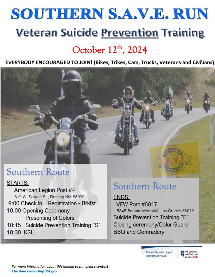 S.A.V.E Motorcycle Veteran Suicide Awareness & Prevention Training