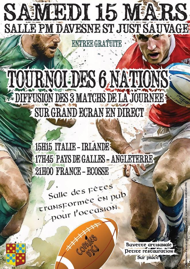 tournoi des 6 nations en direct - Salle des f\u00eates Saint Just Sauvage -