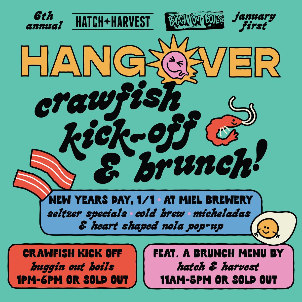 New Year's Day Crawfish Kick-Off + Brunch at Miel!