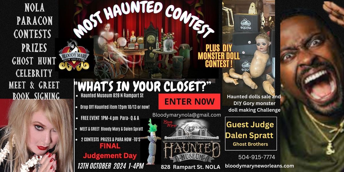 Bloody Mary's Paranormal party: Most haunted contest, horror doll making DIY & Zombie Scavenger Hunt