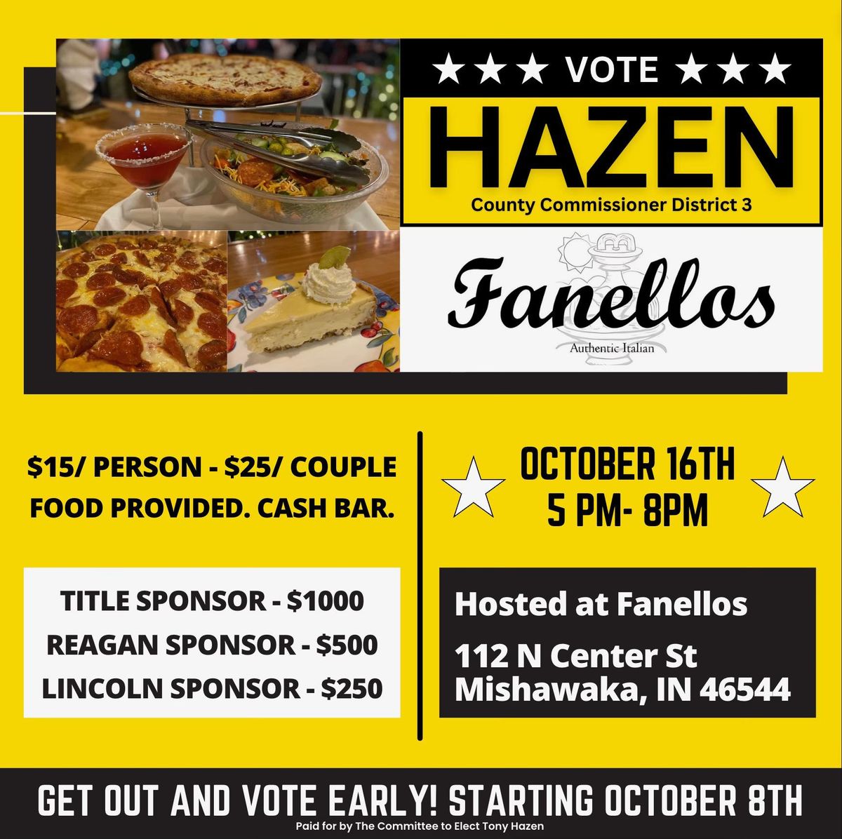 Join us for a HAZEN fundraiser at Fanello's on October 16th!