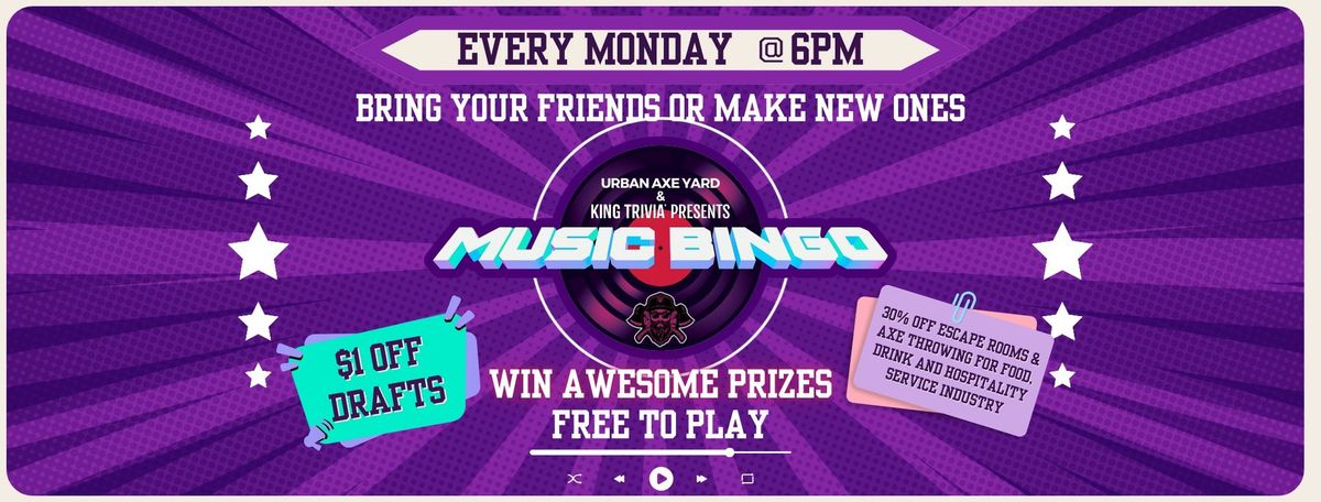 Music Bingo Mondays @ Urban Axe Yard