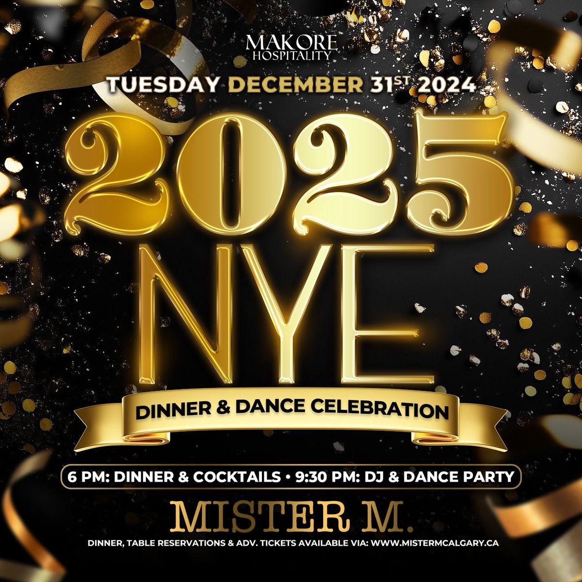 NYE 2025 Dinner & Dance at Mister M!