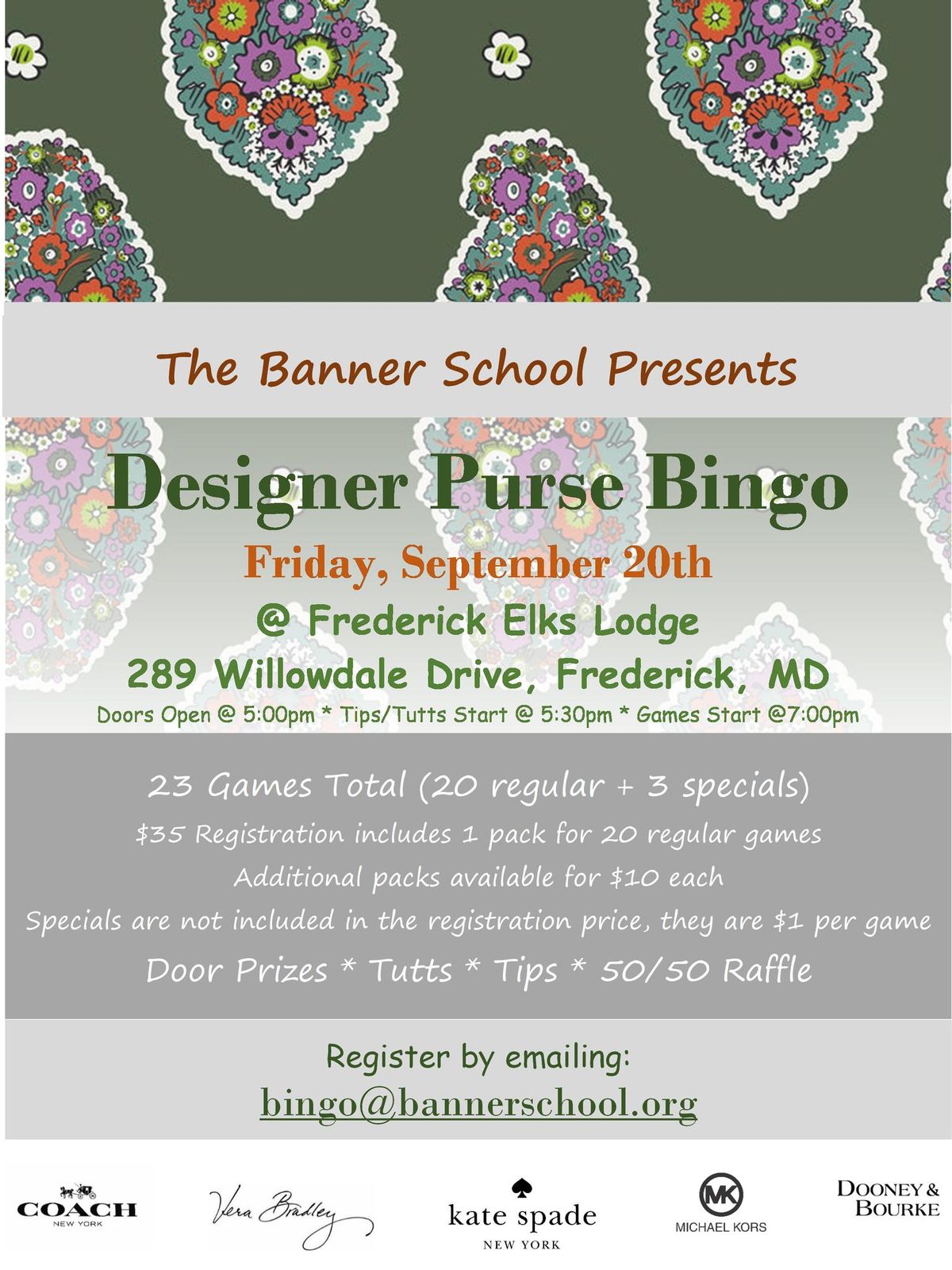 Designer Purse Bingo presented by The Banner School