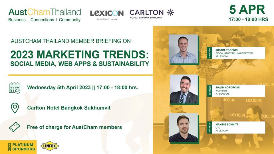 5 APR - Members Briefing on "2023 Marketing Trends: Social Media, Web Apps & Sustainability"