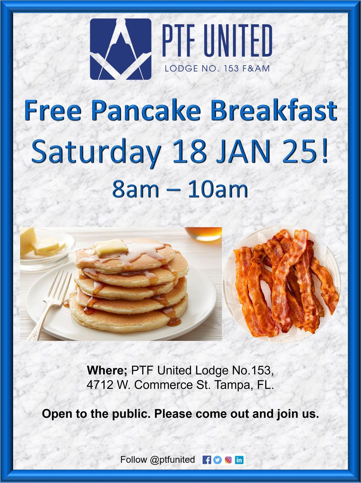 Free Pancake Breakfast Hosted by PTF United Lodge No. 153