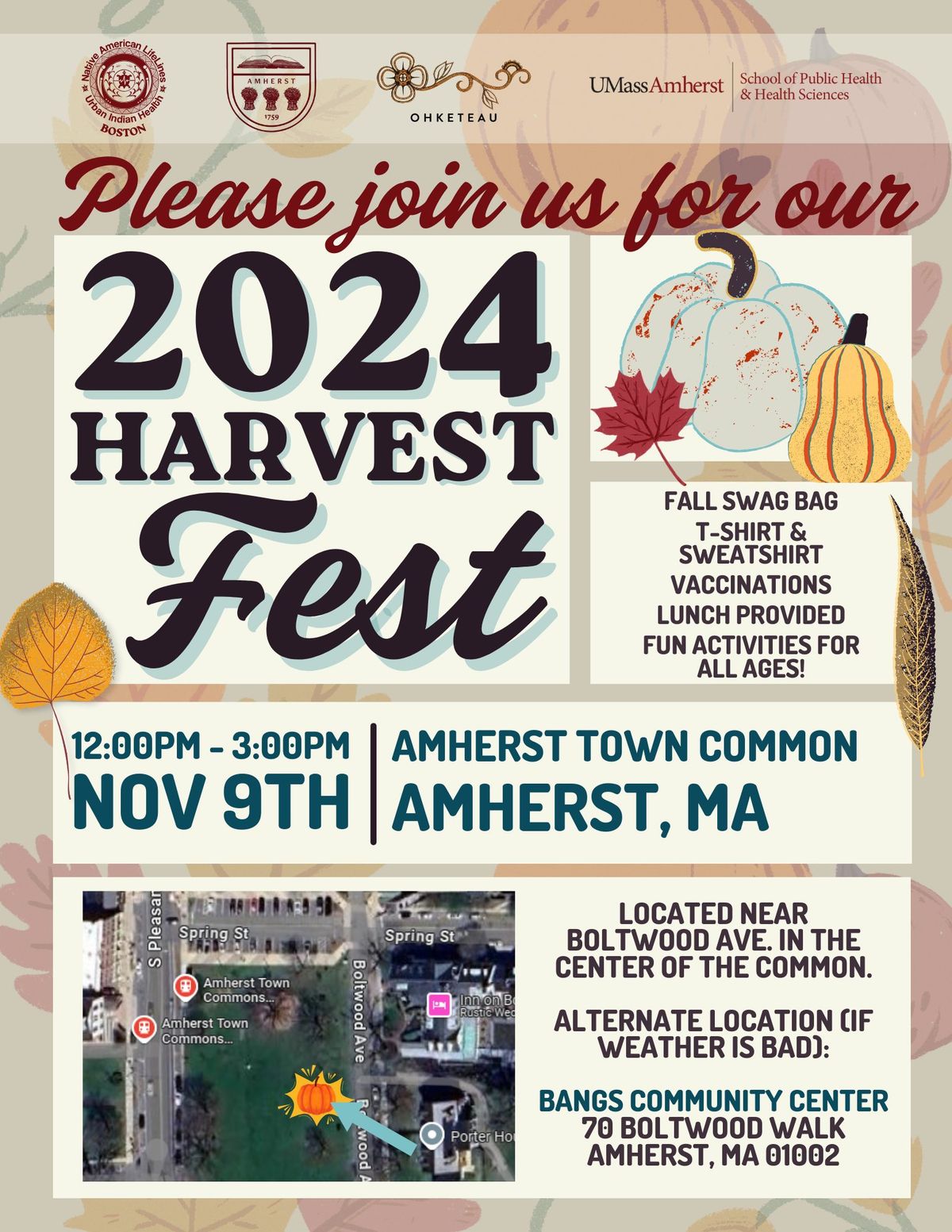 Free\/fun Harvest Fest with Native American Lifelines-Amherst Health Department and Ohketeau