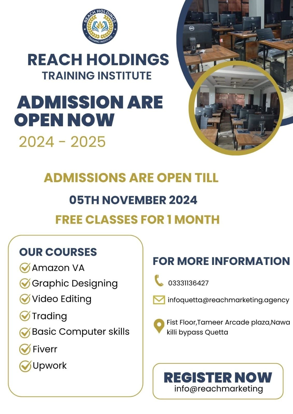 REACH HOLDINGS TRAINING INSTITUTE ADMISSION ARE OPEN NOW