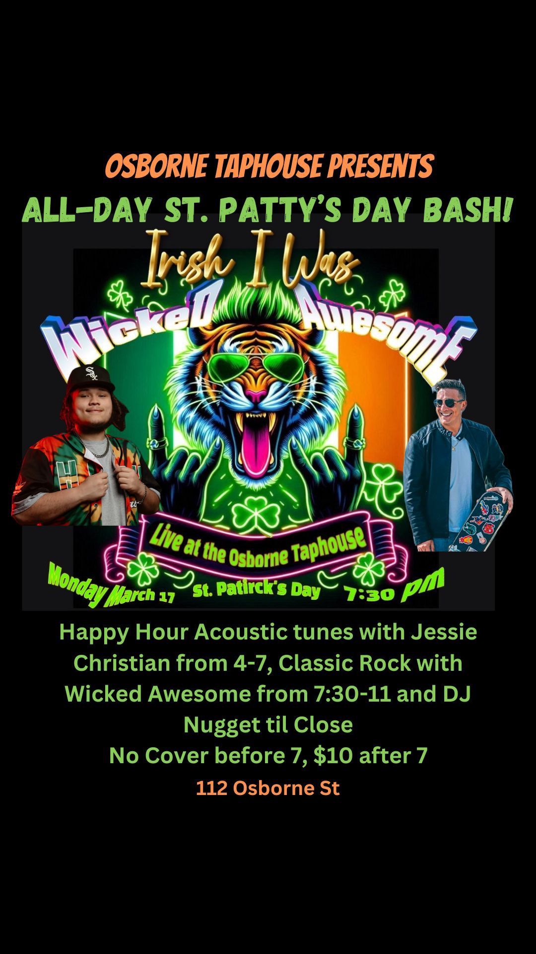 All-Day St. Patty\u2019s Party with Wicked Awesome Live at Osborne Taphouse!