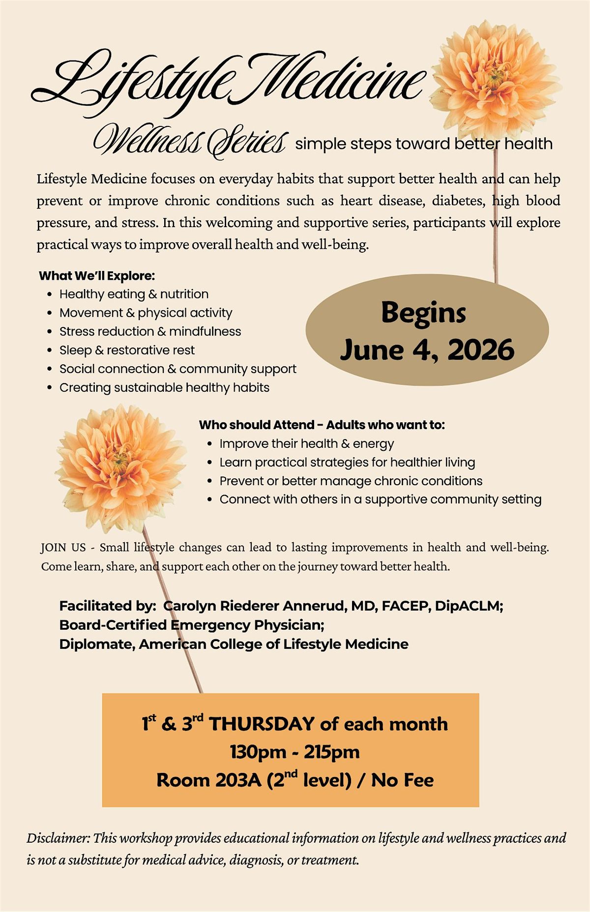 Lifestyle Medicine Wellness Series at Waikiki Community Center