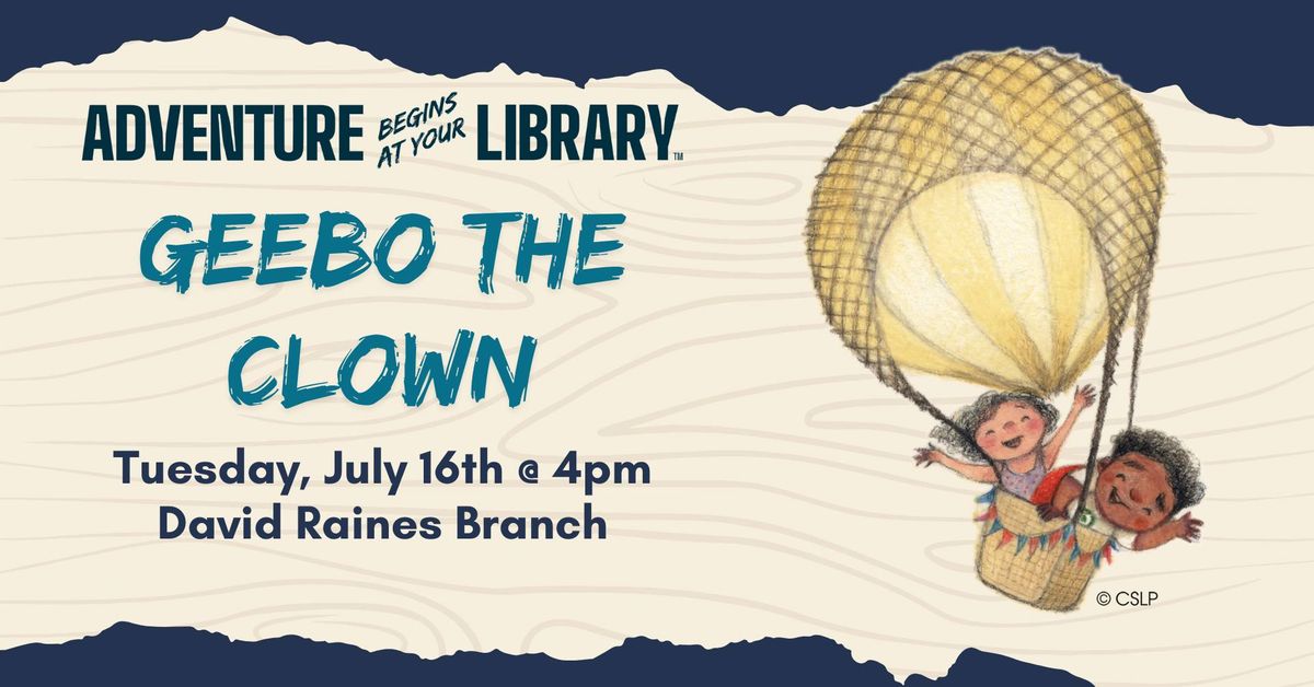 Geebo the Clown at the David Raines Branch