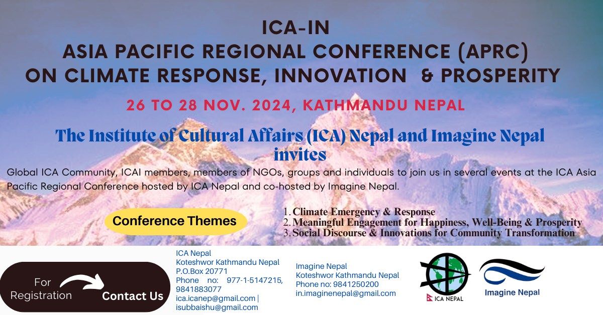 ICA-IN Asia Pacific Regional Conference (APRC) on Climate Response, Innovation and Prosperity