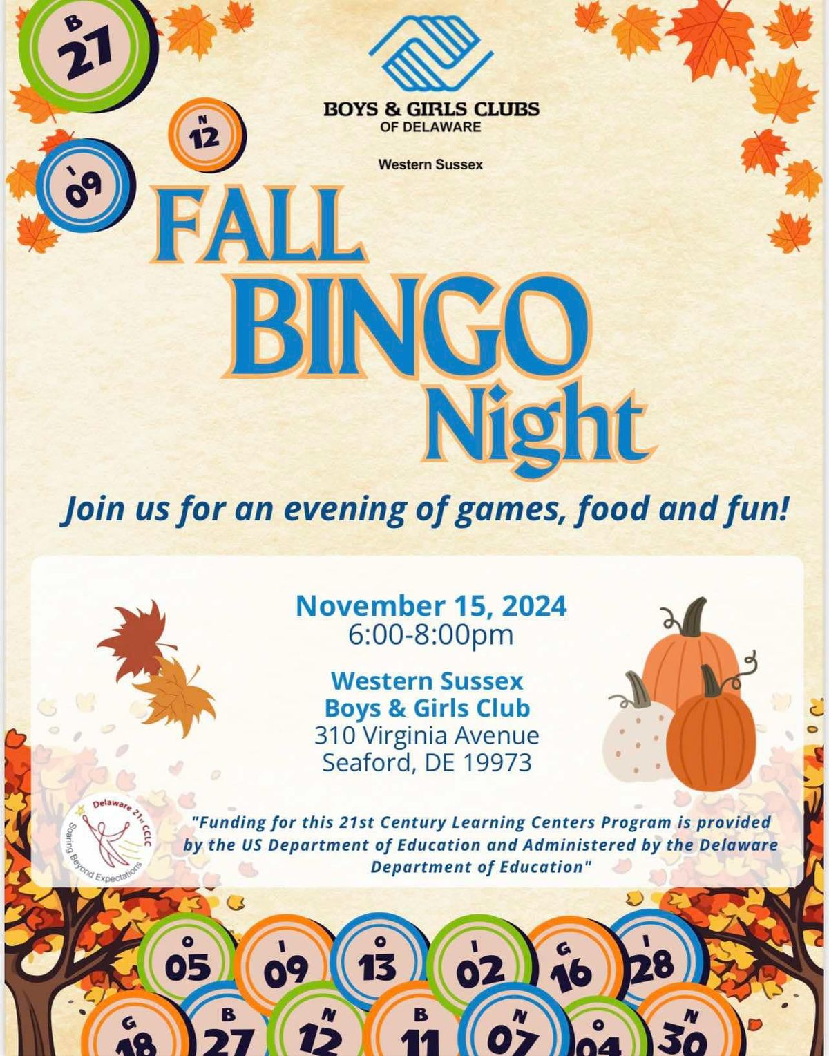 Fall Bingo Night