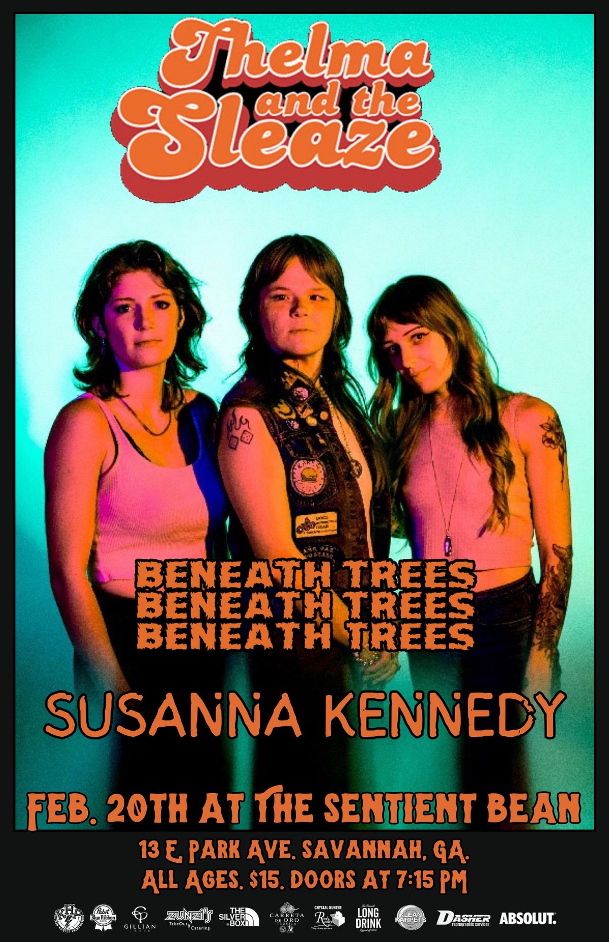 Thelma & The Sleaze, Beneath Trees, Susanna Kennedy at The Sentient Bean