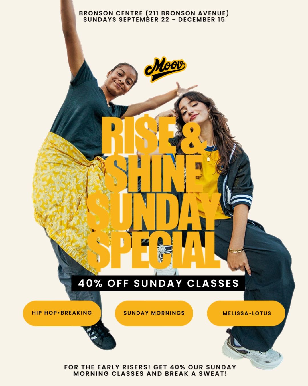 Ri$e & $hine $unday $pecial - 40% off classes