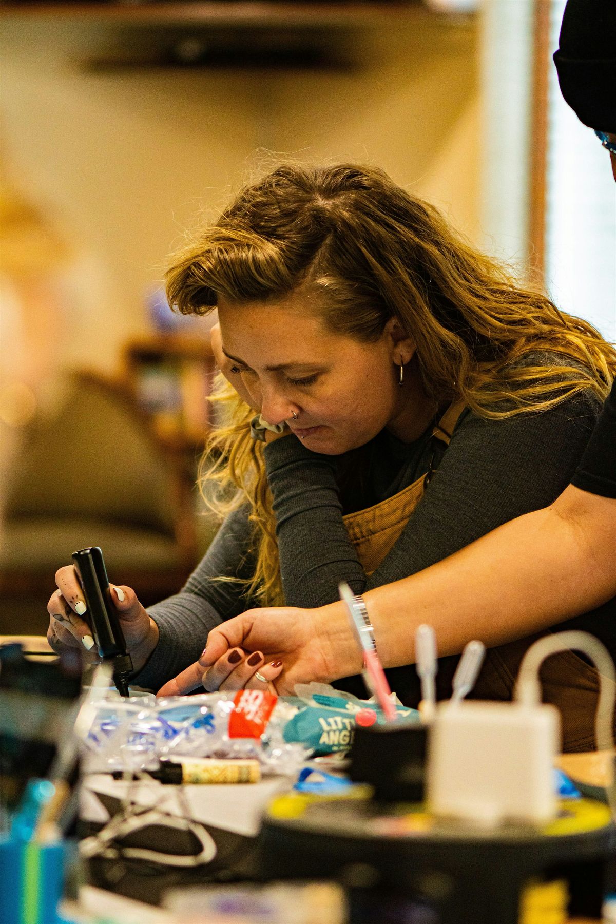 Paint pots and plant.