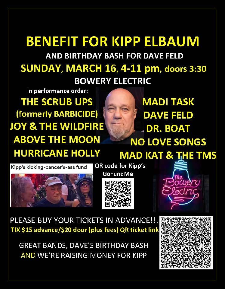 BENEFIT FOR KIPP ELBAUM ft: Hurricane Holly, Joy & The Wildfire, Above T...