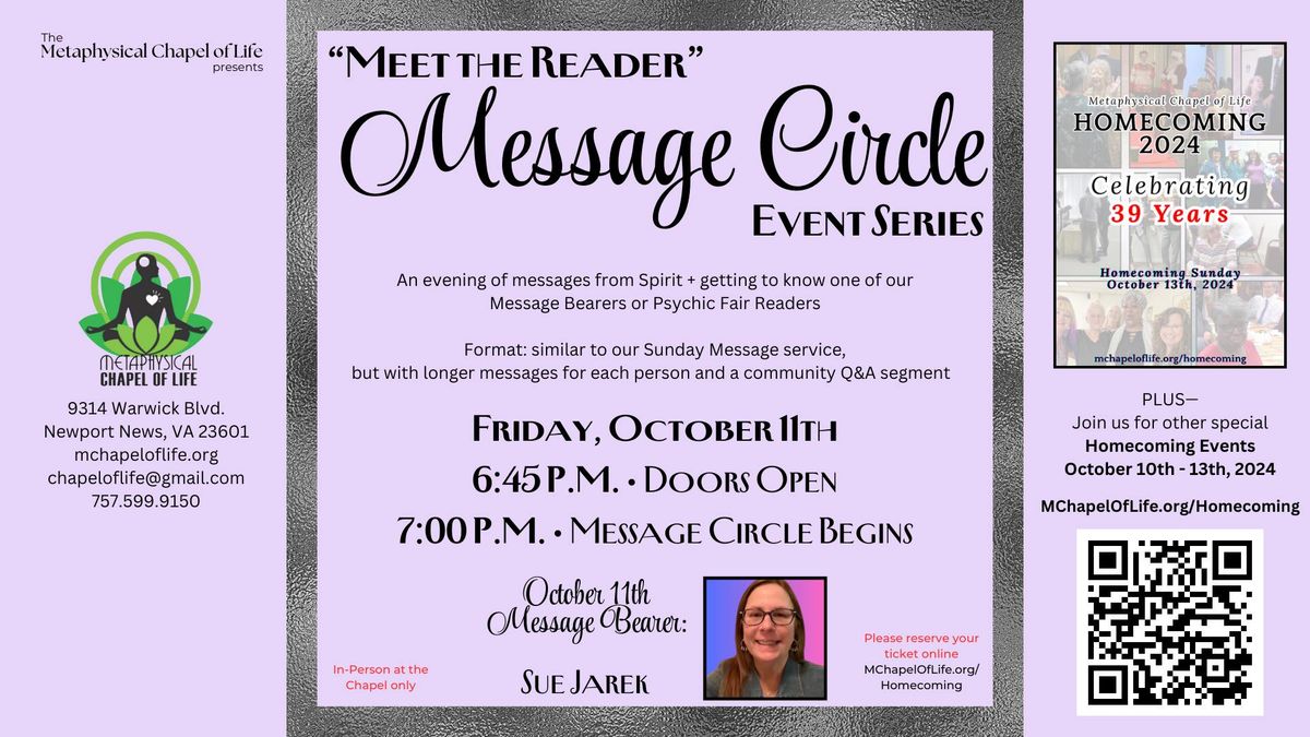 "Meet the Reader" Message Circle