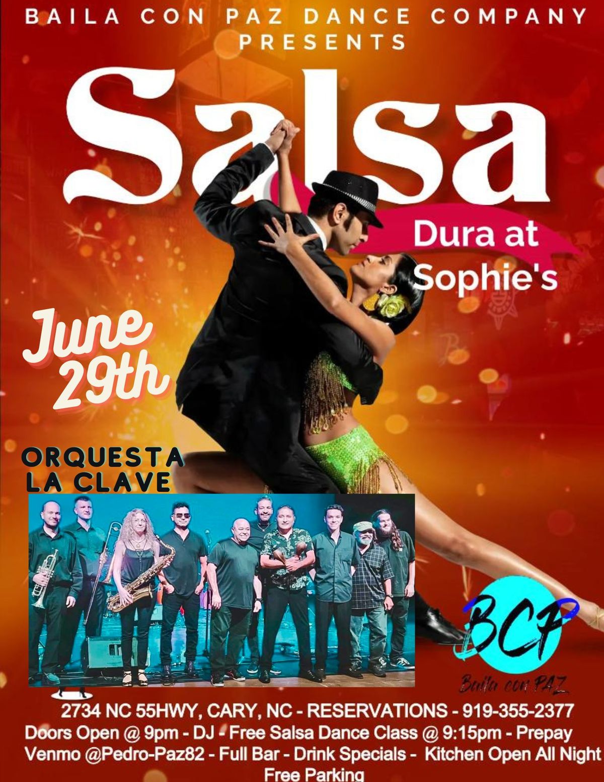 Salsa Dura at Sophie's Grill and Bar!! Featuring Live Salsa Band by Orquesta La Clave