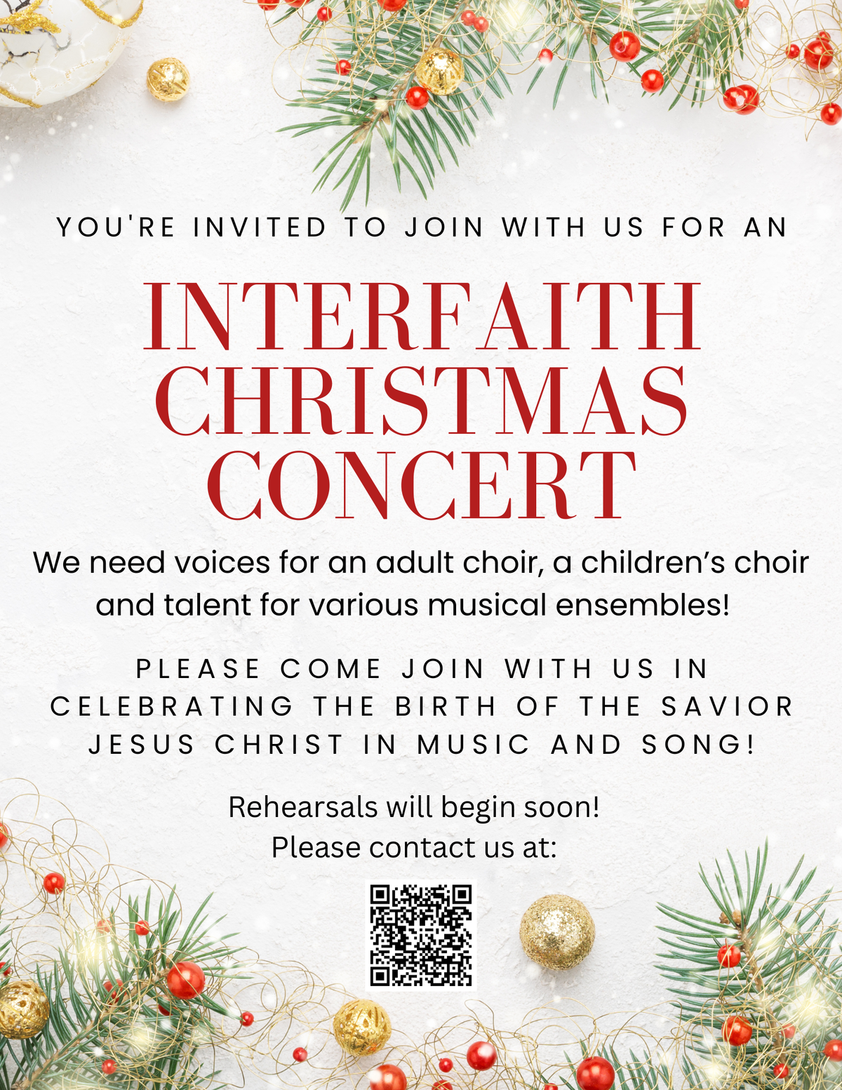 Choir Rehearsal for Christmas Concert