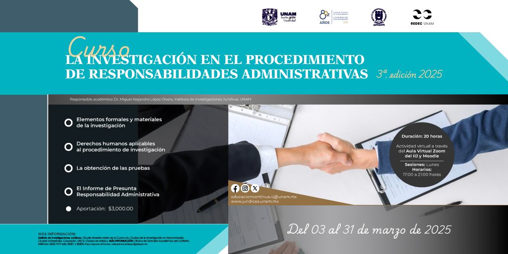 Curso La investigaci\u00f3n en el procedimiento de responsabilidades administrativas, 3a. edici\u00f3n 2025