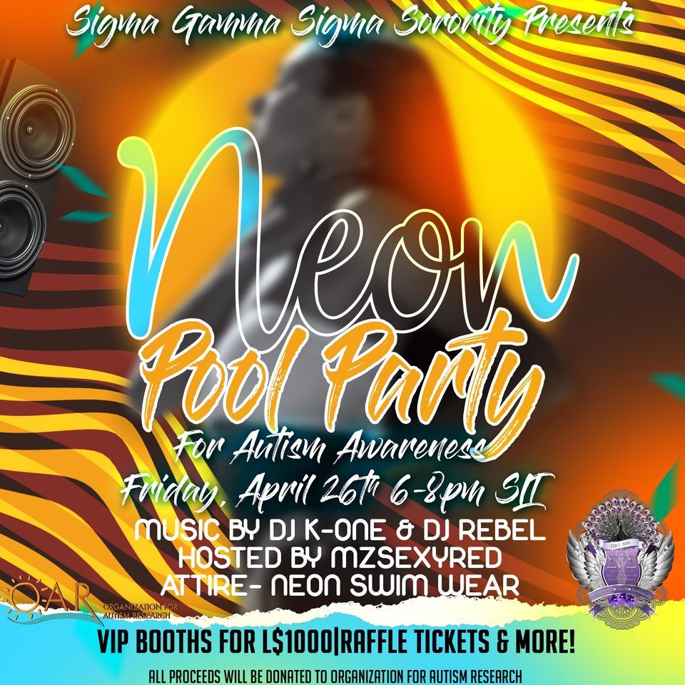Sigma Gamma Sigma NEON Pool Party For Autism Awareness