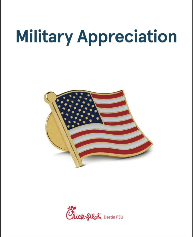 Veterans Day Military Appreciation, ChickfilA Destin (1063 Highway