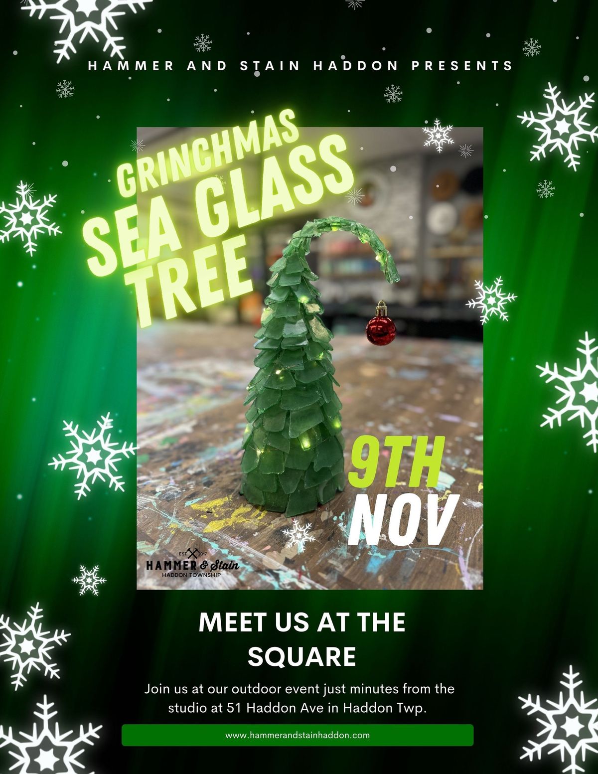 Meet You at the Square - Grinchmas Sea Glass Tree Workshop