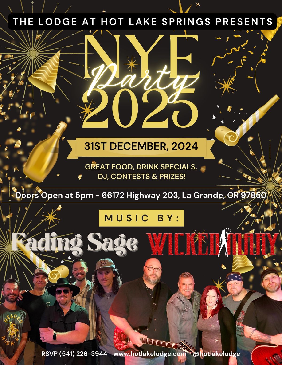 New Year\u2019s Eve party at The Lodge at Hot Lake with Fading Sage & Wicked Mary!!