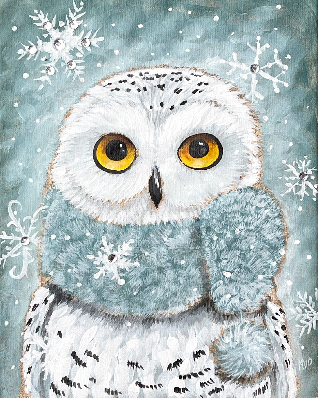 Snowy Snowy Owl Canvas Paint and Sip