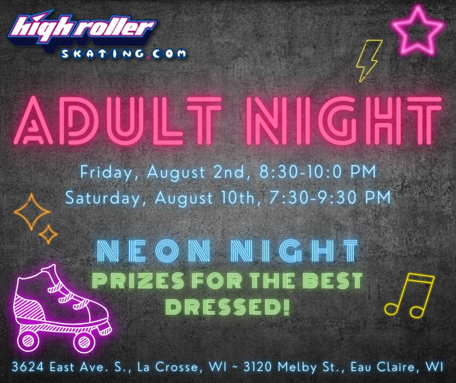 Adults Only Roller Skate Night Neon Party
