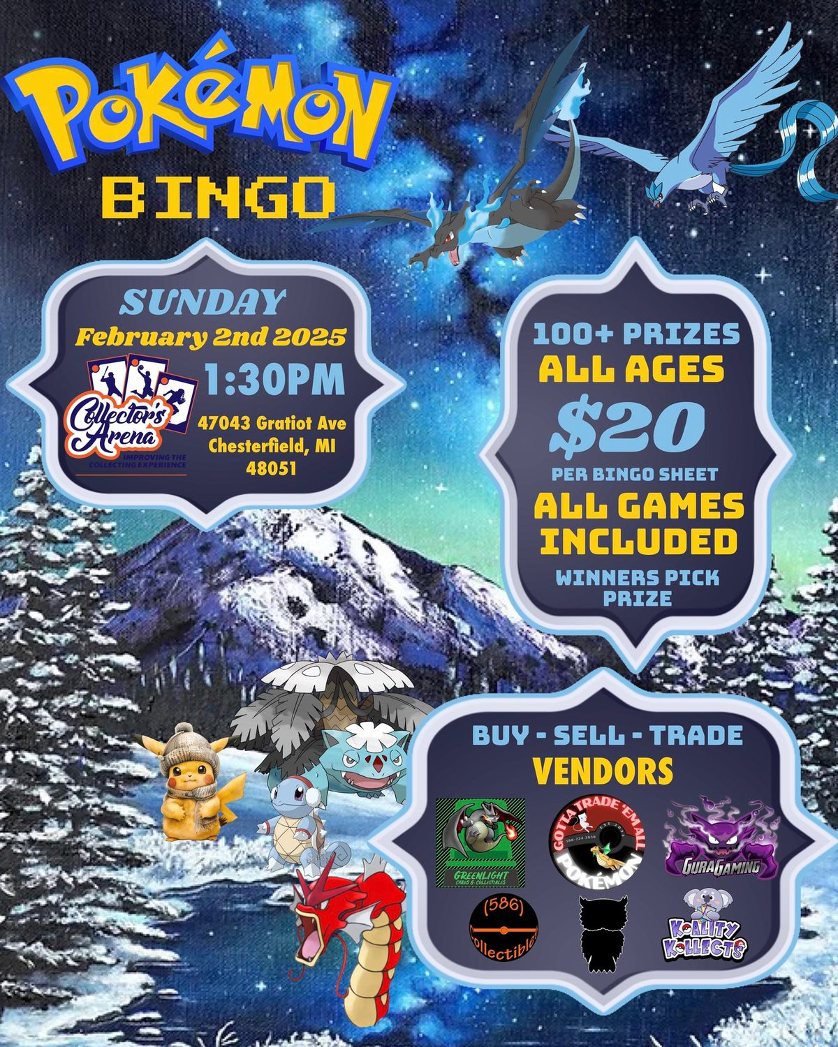 Pokemon Bingo Presented by Inspiration LLC. at Collectors Arena