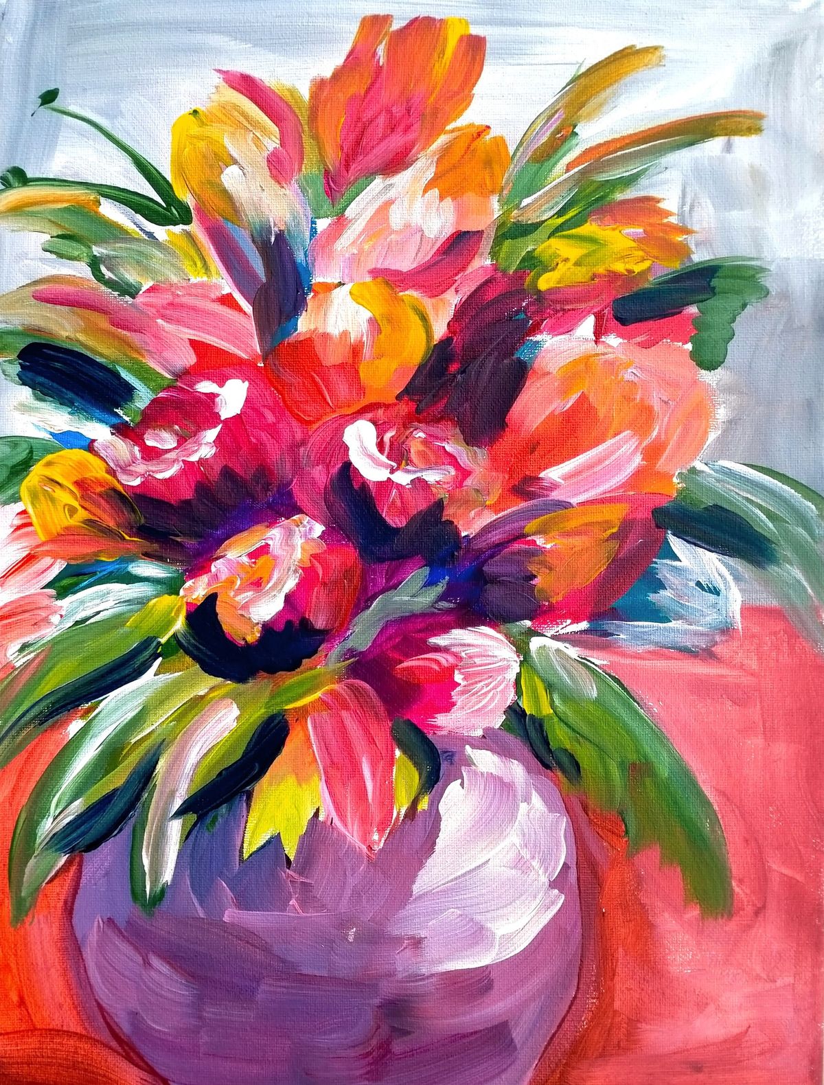 Paint and Wine Night in Auckland - Abstract Flowers