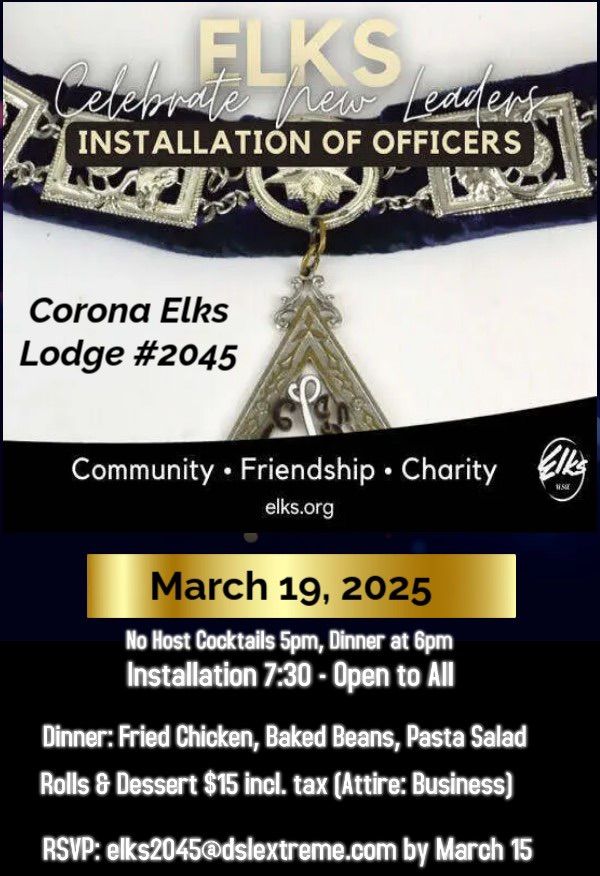 Corona Elks Dinner & Installation of Officers 