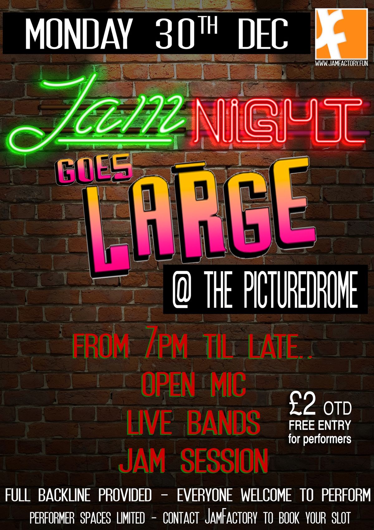 Jam Night Goes LARGE @ The Picturedrome!