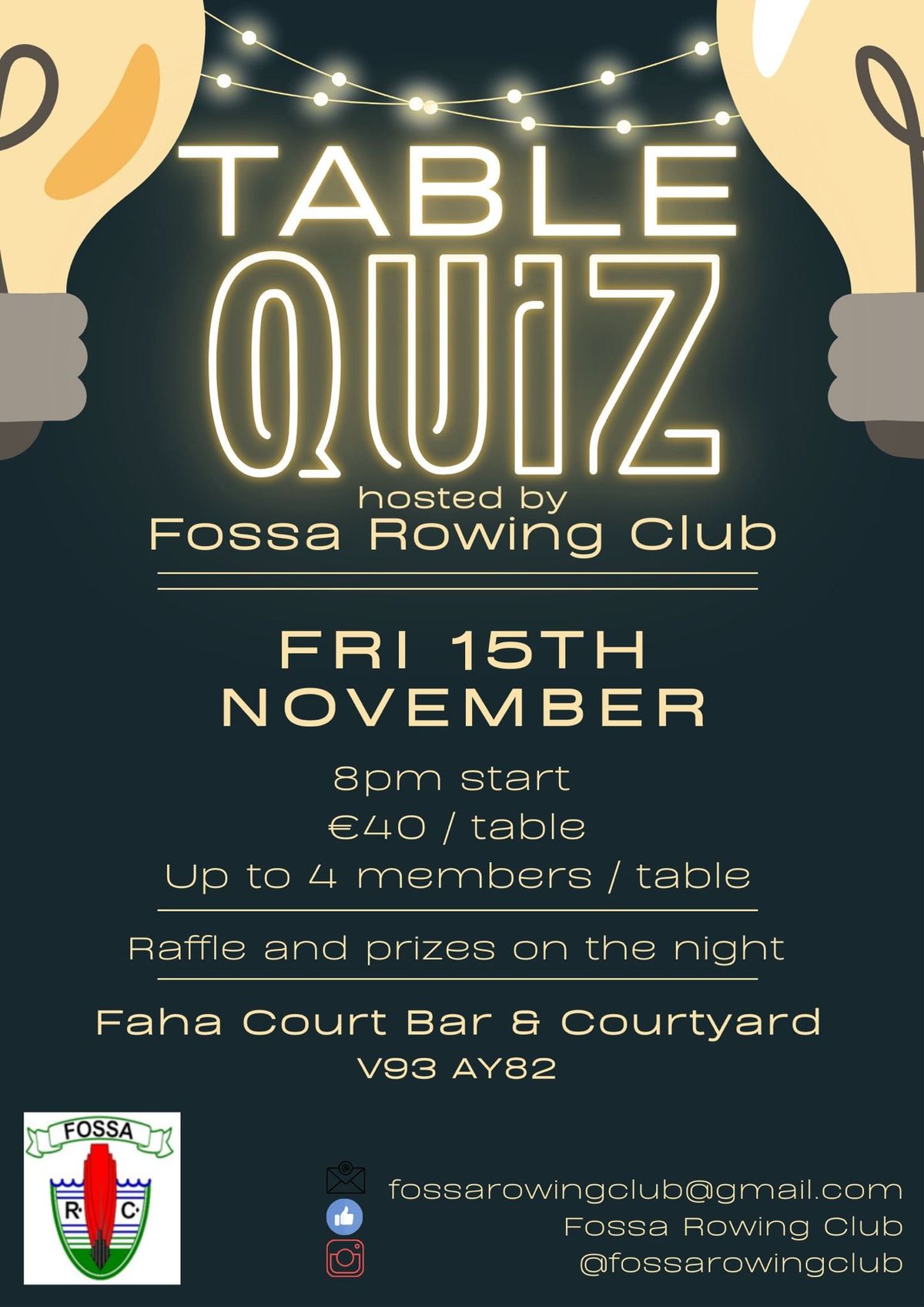 Fossa Rowing Club Table Quiz