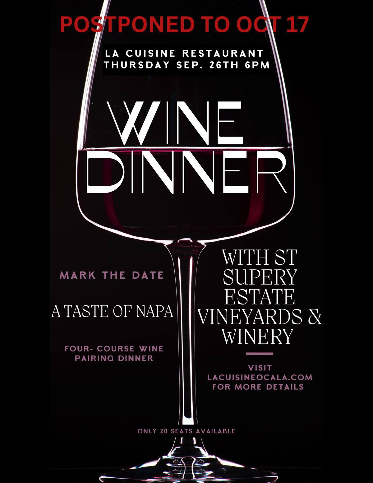 Wine Tasting Dinner "A Taste of Napa"