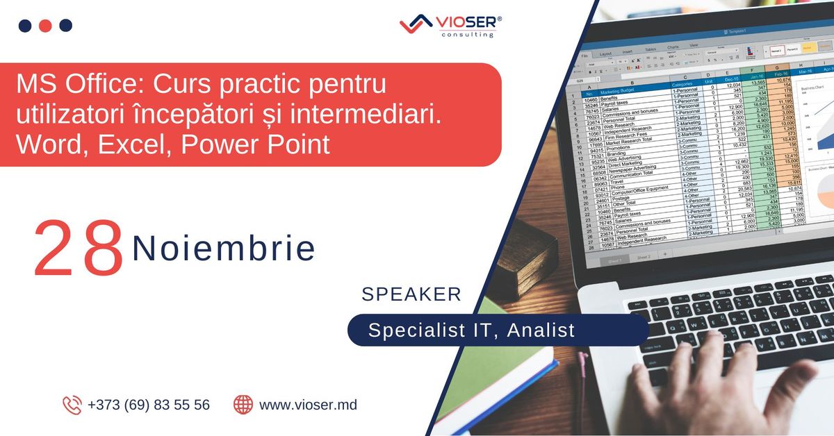 MS Office: Curs practic pentru utilizatori \u00eencep\u0103tori \u0219i intermediari. Word, Excel, Power Point