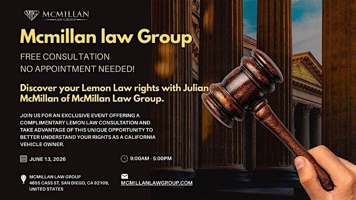 Free California Lemon Law Consultation: Meet Julian Mcmillan - San Diego's