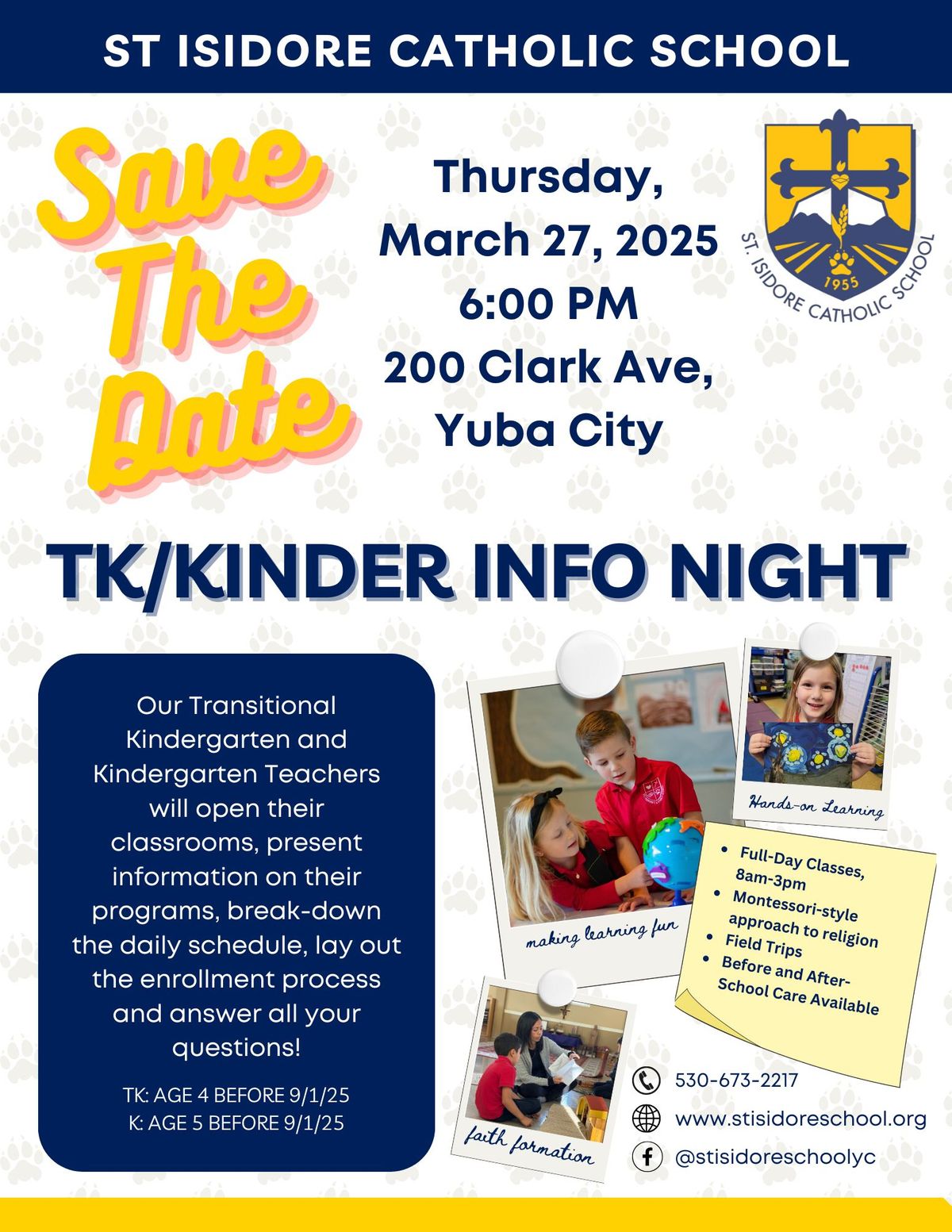 St Isidore School TK\/Kinder Info Night