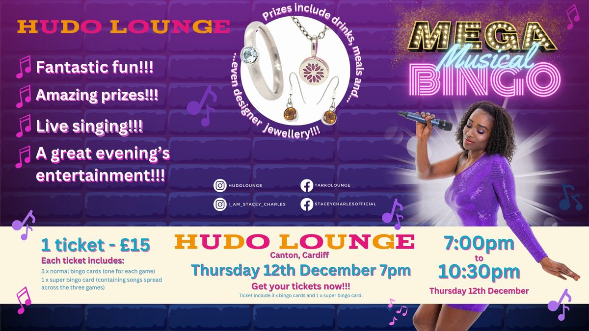 MEGA Musical Bingo - Live at Hudo Lounge (Canton, Cardiff) - Thursday 12th December 7pm