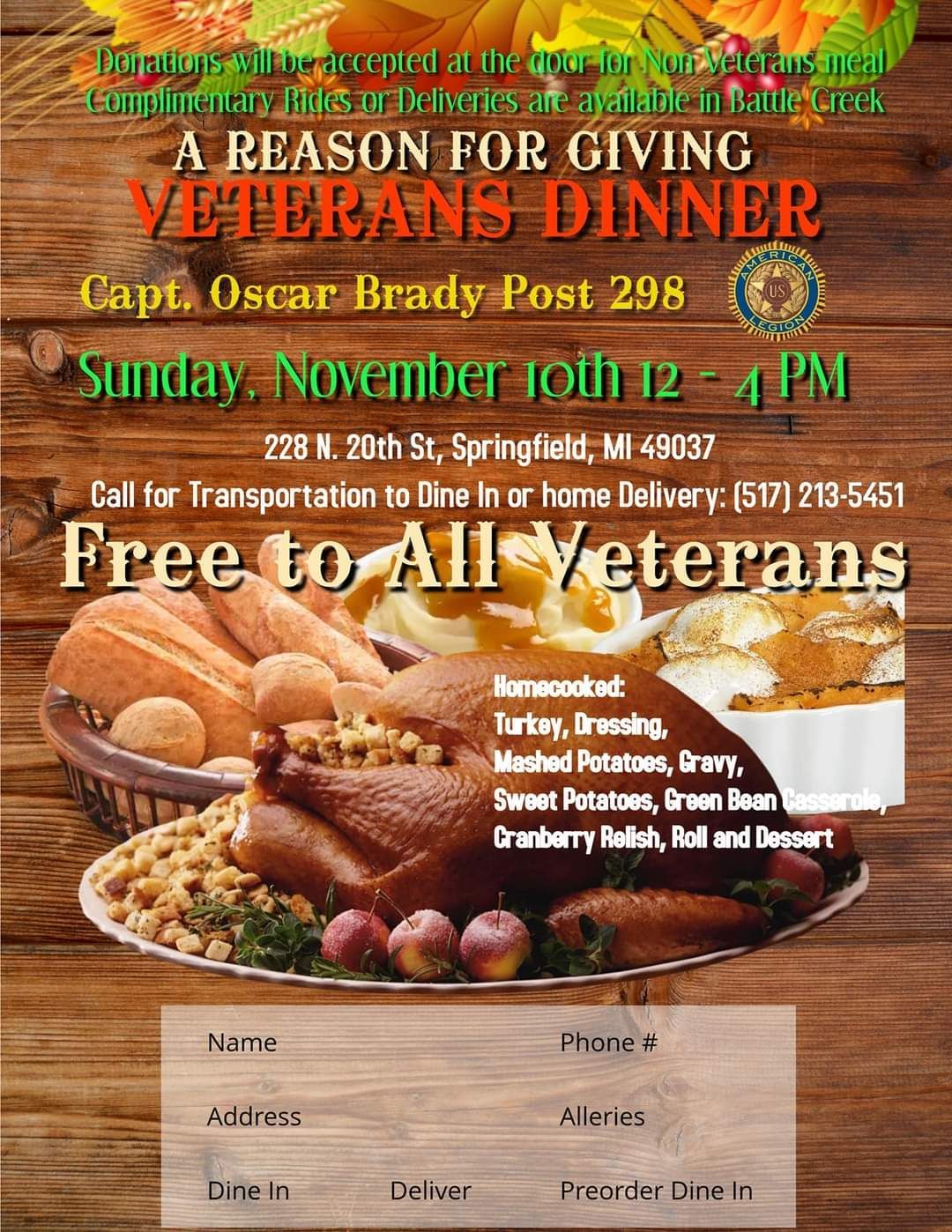 Veterans Holiday Dinner