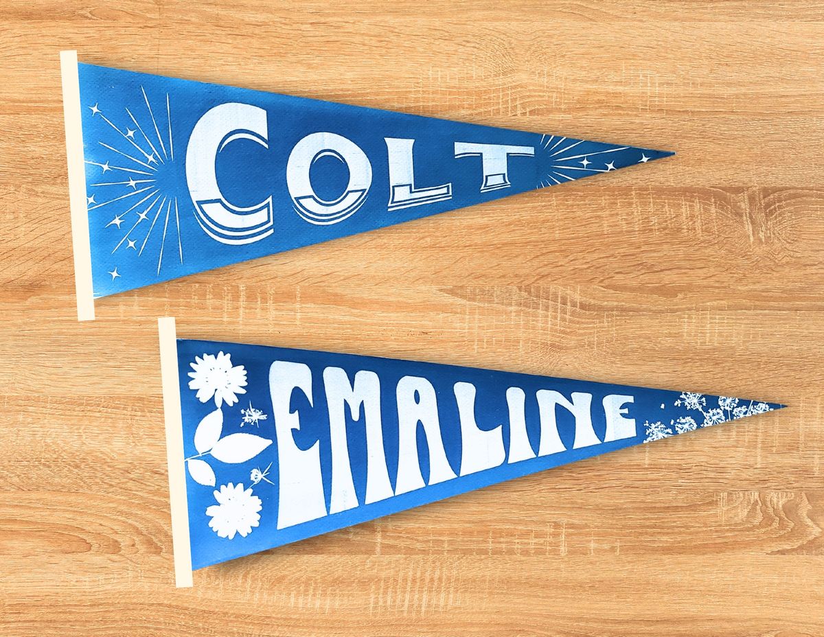 Custom Cyanotype Name Pennants with Jade Henning-Cantrell