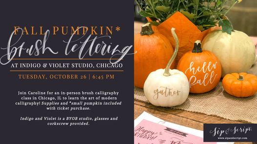 Pumpkin Lettering with Brush Calligraphy at Indigo and Violet Studio