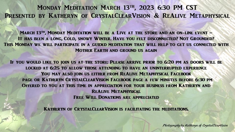 Monday Meditation - Grounding with Mother Earth (freewill donation ...